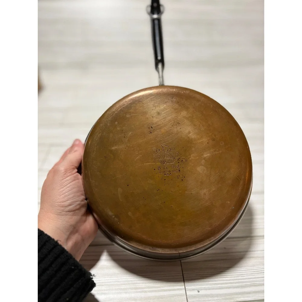 Vintage Revere Ware 8 Inch Skillet Copper Clad Bottom Stainless Steel Pan USA‎